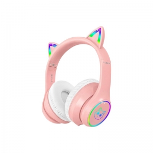 HEADSET MOXOM CUTE KIDS W/L BLUETOOTH V5.3 ADJUSTABLE/RECHARGEABLE WITH LED LIGH